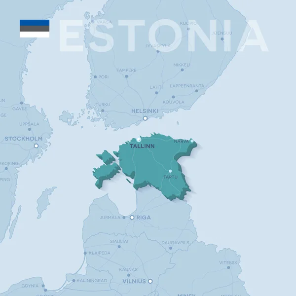 Mapa de ciudades y carreteras en Estonia . — Vector de stock