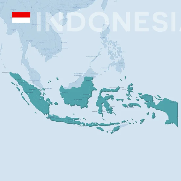 Verctor Mapa de ciudades y carreteras en Indonesia . — Archivo Imágenes Vectoriales