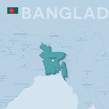 Verctor şehirler ve yollar Bangladeş Haritası.