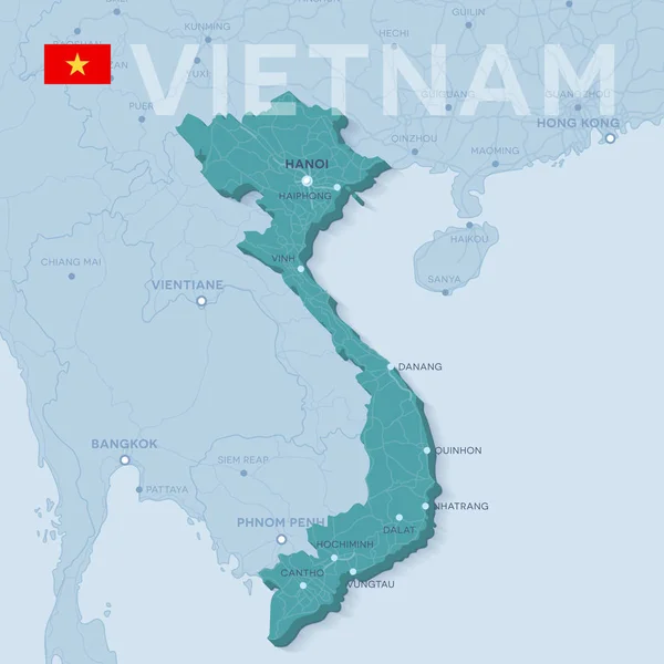 Verctor şehirler ve yollar Vietnam Haritası.