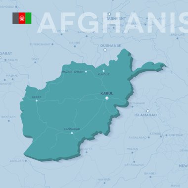 Verctor şehirler ve yollar Afganistan Haritası.