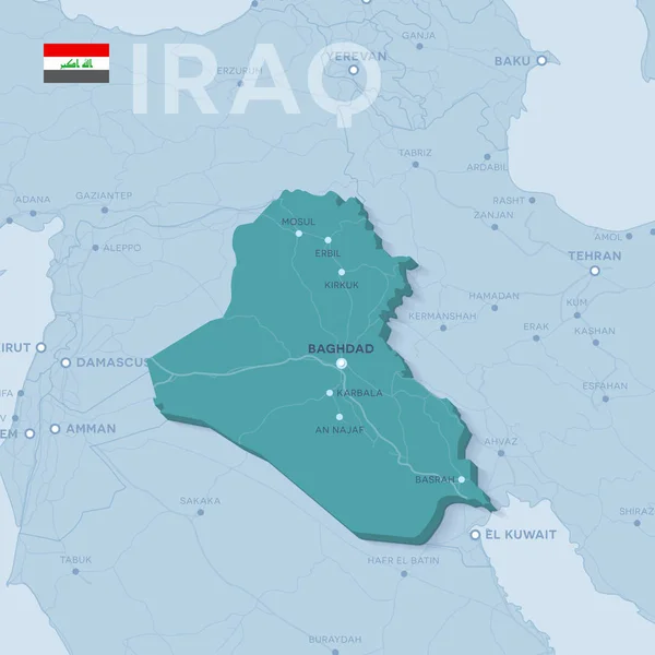 Верктор Карта городов и дорог Ирака . Лицензионные Стоковые Иллюстрации