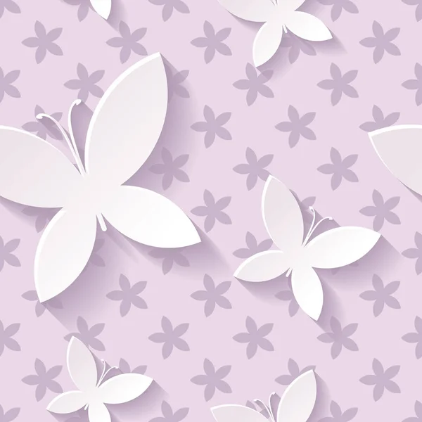 Krásné pozadí vzorek s bílé kvetoucí motýly. Rastrovaný kopie. — Stock fotografie