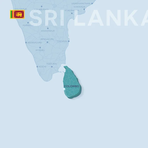 Verctor Mappa delle città e delle strade in Sri Lanka . — Vettoriale Stock