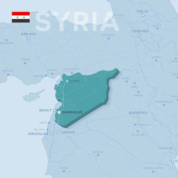 Verctor karta över städer och vägar i Syrien. Royaltyfria illustrationer