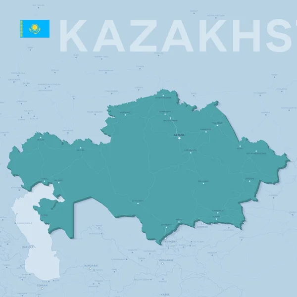 Verctor mapa měst a silnic v Kazachstánu. — Stockový vektor