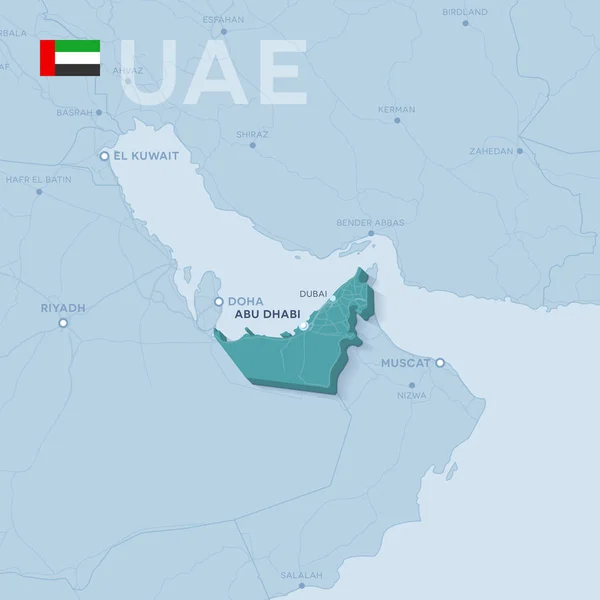 Verctor mapa měst a silnic v Spojených arabských emirátech. — Stockový vektor