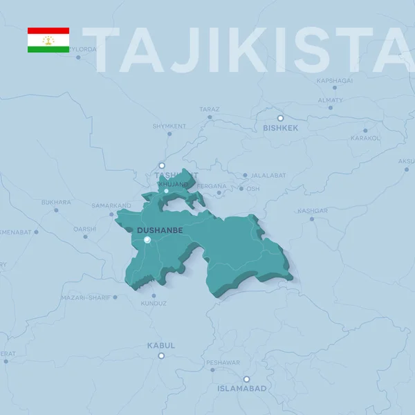 Verctor mapa měst a silnic v Tádžikistánu. — Stockový vektor