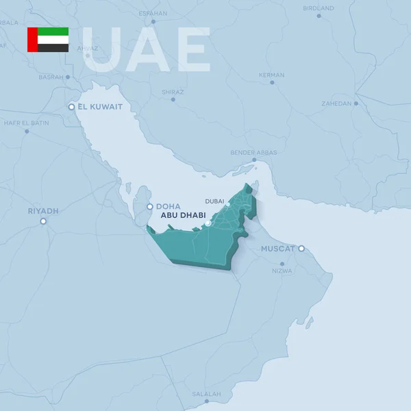 Verctor Mapa de ciudades y carreteras en Emiratos Árabes Unidos . Ilustraciones De Stock Sin Royalties Gratis