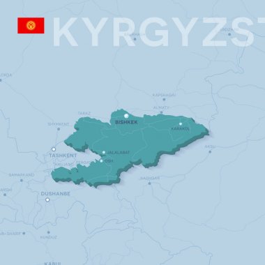 Verctor şehirler ve yollar Kırgızistan Haritası.
