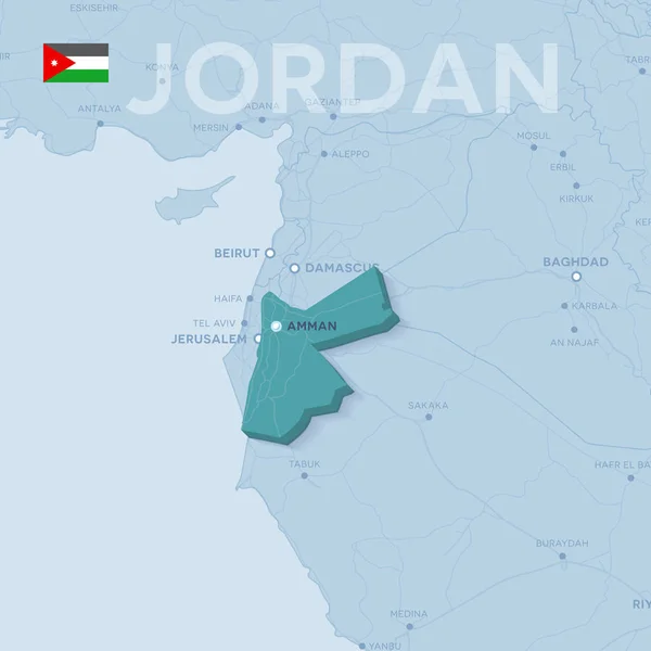 Verctor Mapa das cidades e estradas em Jordânia . — Vetor de Stock