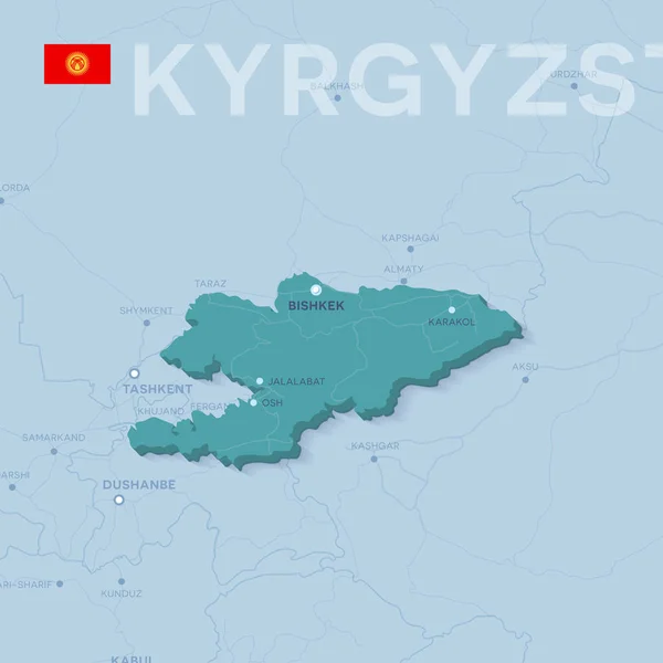 Verctor mapa měst a silnic v Kyrgyzstánu. — Stockový vektor