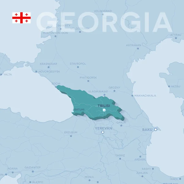 Verctor Mapa de ciudades y carreteras en Georgia . — Archivo Imágenes Vectoriales