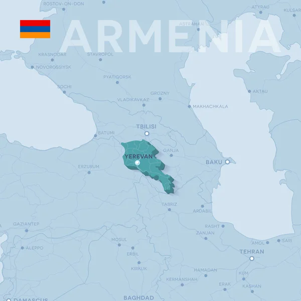 Verctor mapa měst a silnic v Arménii. — Stockový vektor