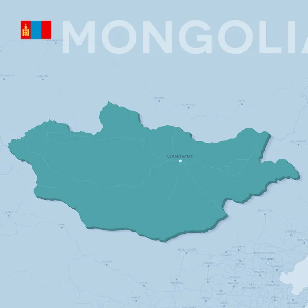 Verctor Mapa de ciudades y carreteras en Mongolia . — Vector de stock