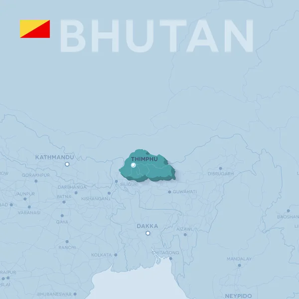 Verctor mapa měst a silnic v Bhútánu. — Stockový vektor