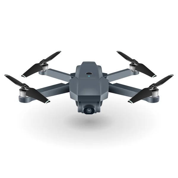 stock vector Drone or quadrocopter with camera. Gray color, white background.