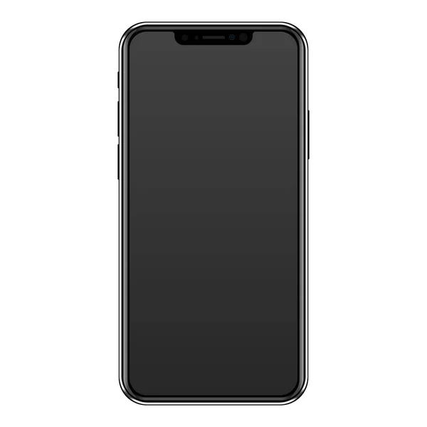 Современный черный смартфон без рамы с челкой . Стоковый вектор