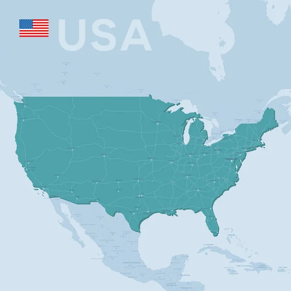 Verctor карту з містами і дорогами в США. — стоковий вектор