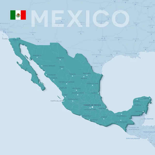 Verctor Mapa de ciudades y carreteras en México . — Vector de stock