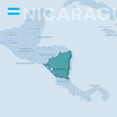 Verctor şehirler ve yollar Nikaragua Haritası.