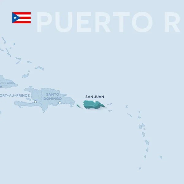 Verctor Mapa de ciudades y carreteras en Puerto Rico . — Vector de stock