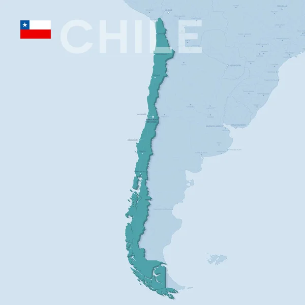 Verctor Mapa das cidades e estradas em Chile . —  Vetores de Stock