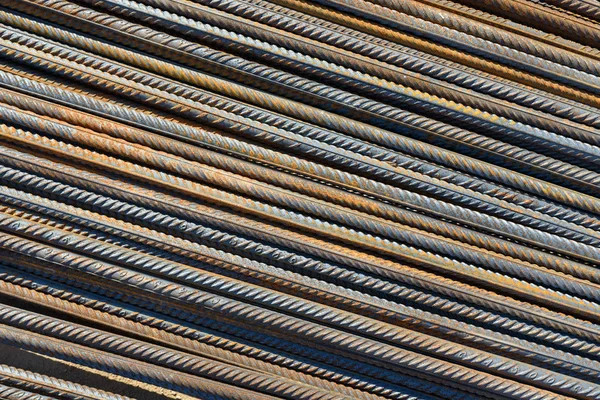 Bewehrungsstahl Hintergrund Bewehrungsstahl Für Betonbauarbeiten Metallarmatur Stahlstäbe Für Den Bau — Stockfoto