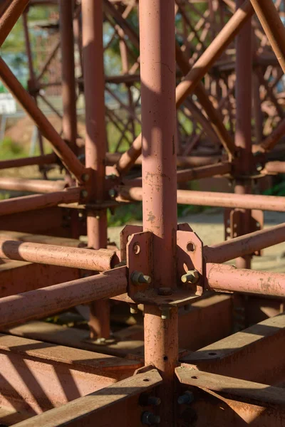 Andaimes Elementos Construção Andaimes Metal Tubos Barras Detalhes Canteiro Obras — Fotografia de Stock