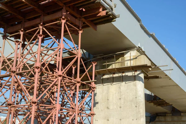 Construcción Elementos Andamio Tubos Barras Andamios Metálicos Detalles Obra Soporte — Foto de Stock