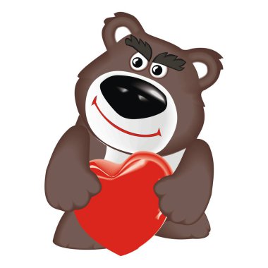 Vektör çizim ayı kalp ile