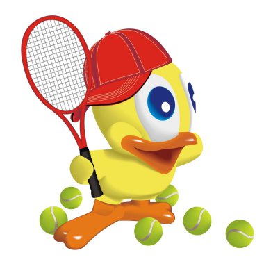 Vektör çizimi ördek oyuncu Tenis