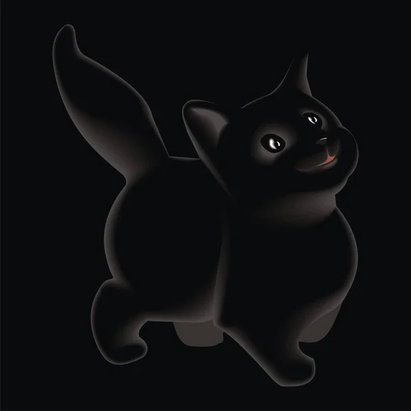 Ilustração vetorial de um gatinho preto —  Vetores de Stock