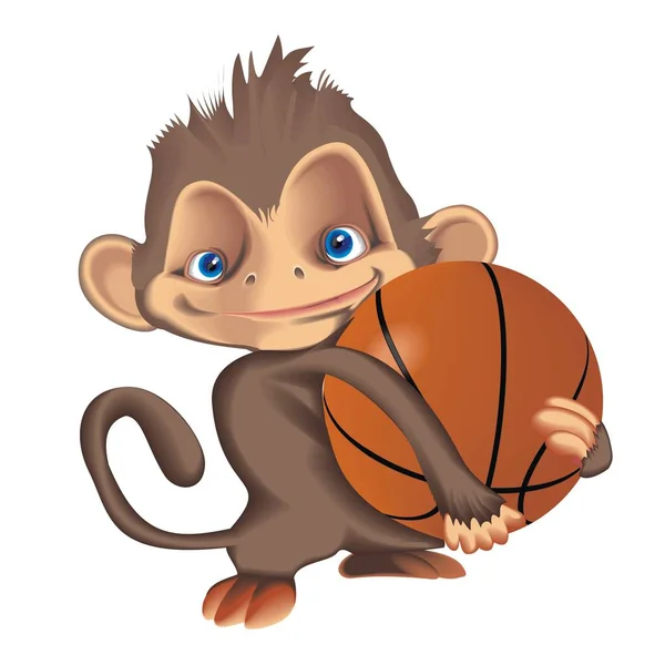 ベクトル図猿のバスケット ボール選手 — ストックベクタ