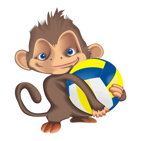 ベクトル図猿のバレーボール選手 — ストックベクタ