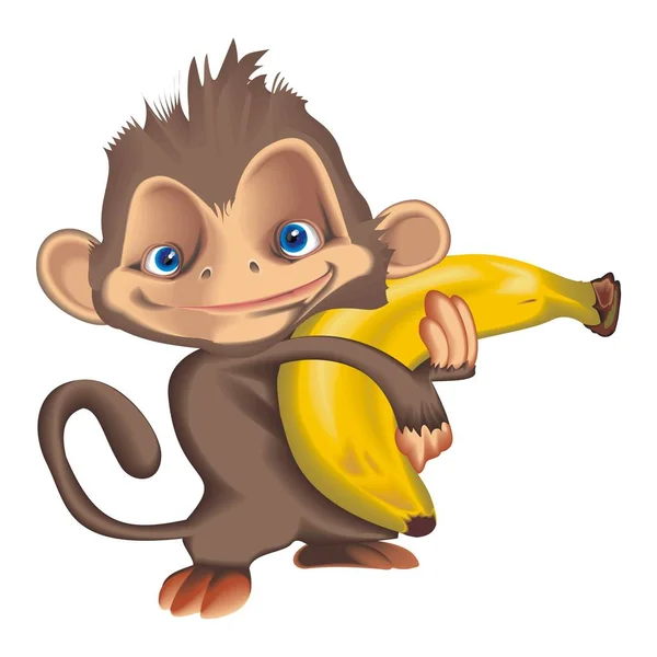 Vector illustratie aap met banan — Stockvector