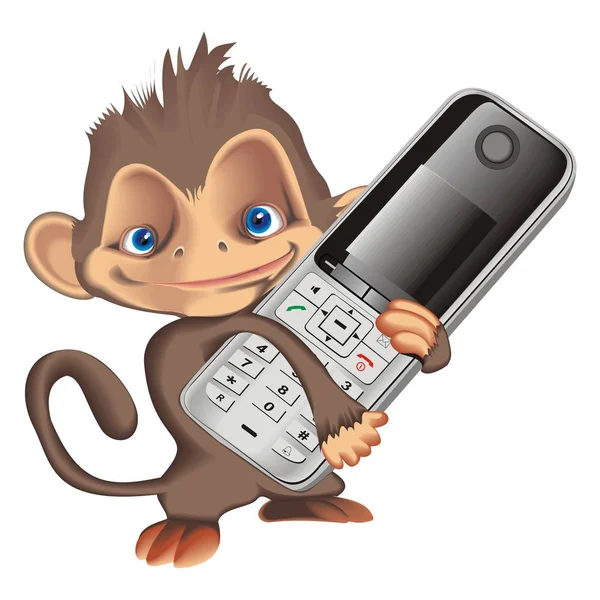 Mono de ilustración vectorial con teléfono — Archivo Imágenes Vectoriales