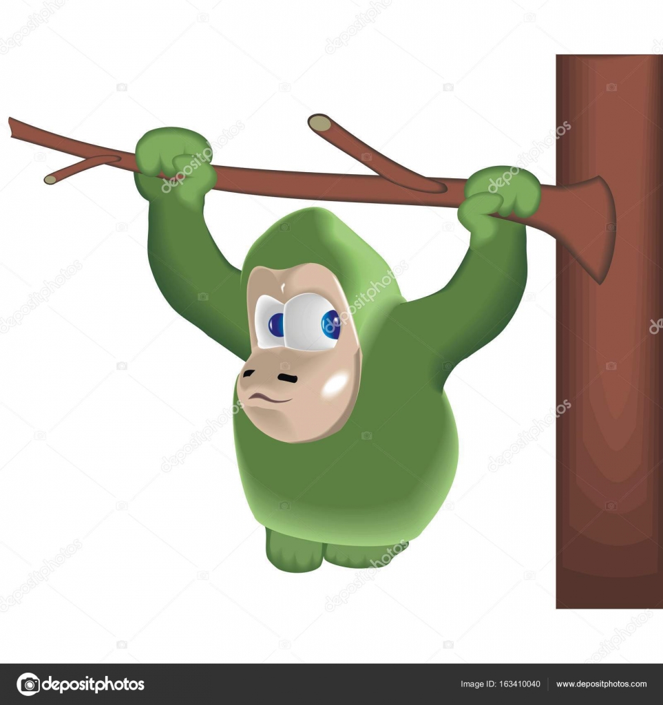 Scimmia su un albero — Vettoriale Stock