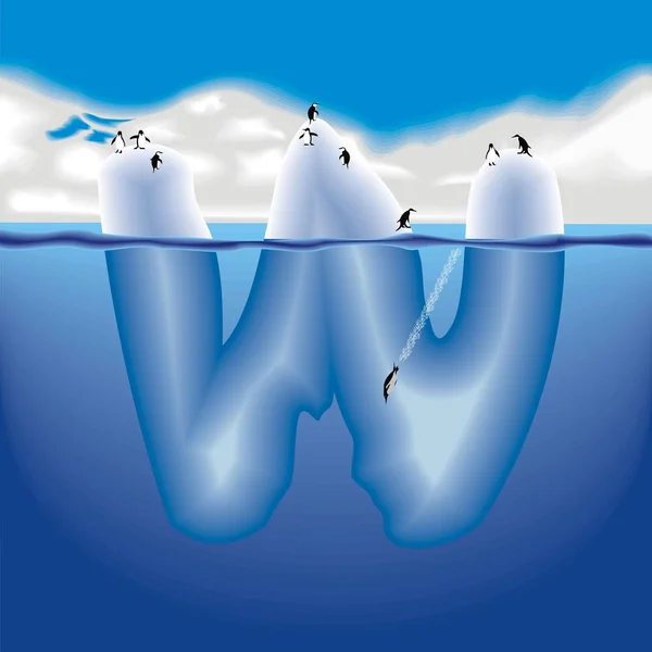 W harfi buzdağı penguenler ile