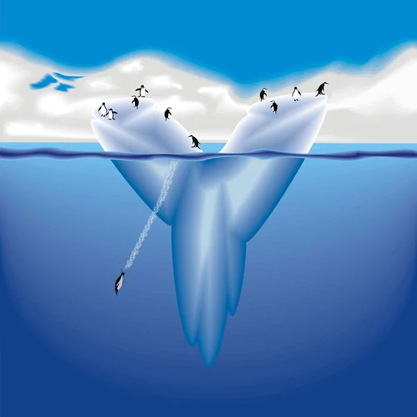 Y harfi buzdağı penguenler ile
