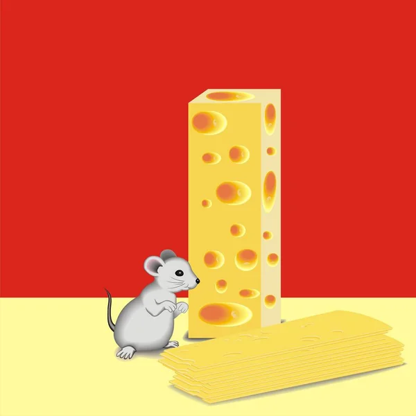 Buchstabe i von Käse und Maus — Stockvektor