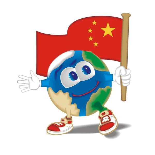 Планета с флагом Китай — стоковый вектор