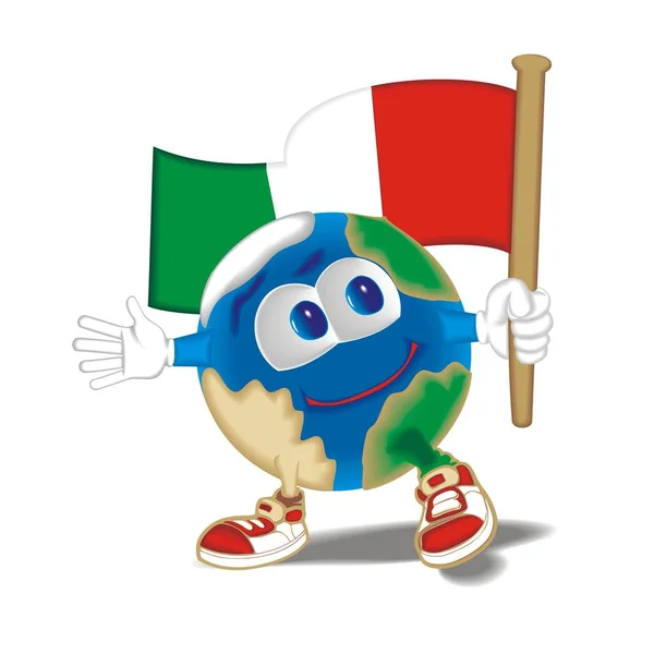 Planeta con bandera Italia — Vector de stock