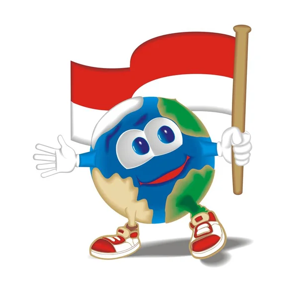 Planet mit Flagge Indonesien — Stockvektor