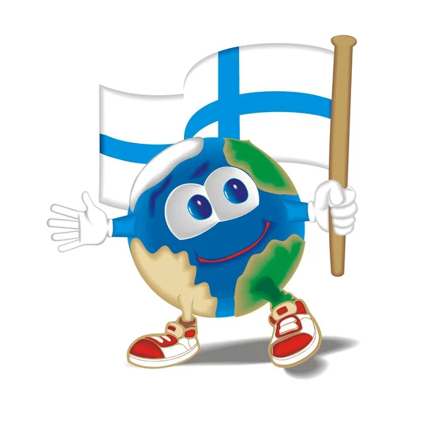 Planeta con bandera Finlandia — Vector de stock