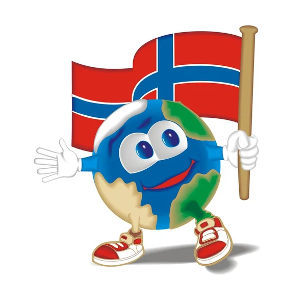 Planeta con bandera Noruega — Vector de stock