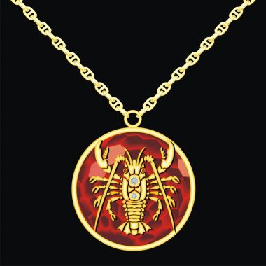 Kanser olan bir zincir üzerinde yakut madalyon