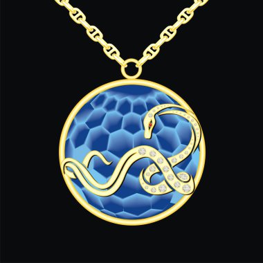 bir zincir yılan ile Tarih safir madalyon