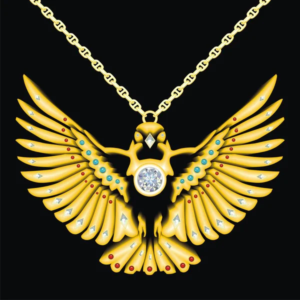 Золотой птичий медальон в векторе — стоковый вектор