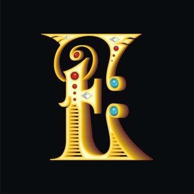 Altın harf E vektör çizim